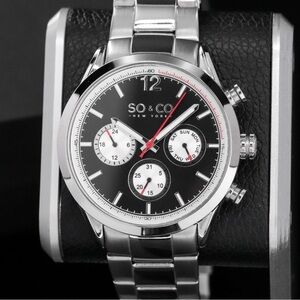 SO&CO New York Tribeca 5004 GMT 42mm Stainless Steel Watch | BRAND NEW IN BOX